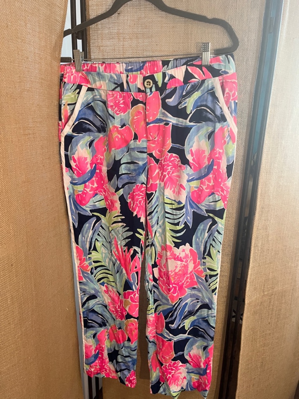 Lilly Pulitzer Navy, Hot Pink & Green Floral Pull-On Pants
